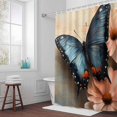 thumbnail image 5 of Blue Butterfly Pink Flowers Fabric Shower Curtain Watercolor Painting Washable Shower Curtains for Bathroom, Waterproof Bath Curtain with Hooks Home Decor 72x72in, 5 of 8