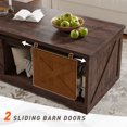 thumbnail image 7 of EnHomee Wood Coffee Table with Storage Farmhouse Coffee Table with 2 Cabinets and Open Cubby Coffee Table for Living Room Brown, 7 of 7