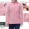 thumbnail image 2 of Caywon Women's Solid Color Hooded Long-Sleeve Water-Proof Windproof Raincoat Outdoor Jacket with Pockets Zippered Mountaineering Coat Suitable for Hiking Camping and Outdoor Activities, 2 of 5