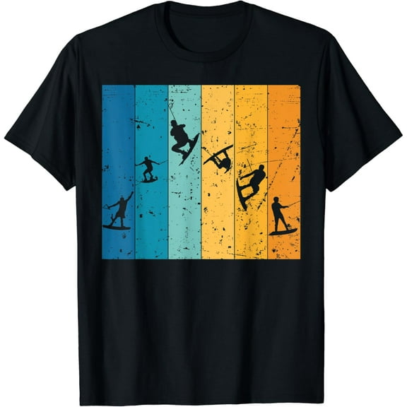Vintage Sunset Retro Wakeboarding Wakeboarder Wakesurfing T-Shirt mens t shirt，black，women，funny，misfits，men，journey