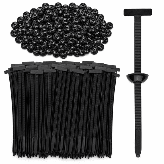 GQCLNBH 200 Pcs Nylon Universal Cable Tie Buckle, Self-Locking Automotive Zip Tie Fasteners for Fender Liners, Trim Panels, Engine Covers, Black