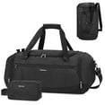 thumbnail image 4 of Gym Bags Set 2Pcs Men's Travel Duffel Bag with Toiletry Pouch Waterproof with Backpack Straps Shoe Compartment Wet Pocket for Women, Black, 4 of 9