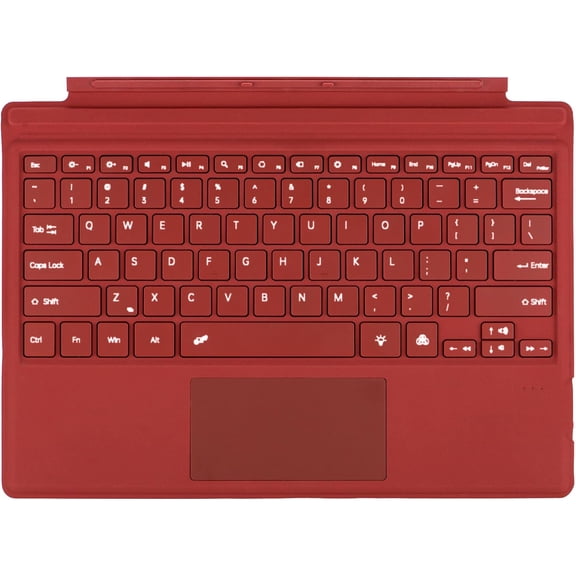 Ultra‑Slim Bluetooth Type Cover for Microsoft Surface Pro 3/4/5/6/7/7 12.3 inch, Multi‑Touch Trackpad, Red, Non‑Backlit
