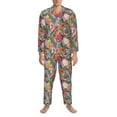 thumbnail image 3 of Lsque Tropical Fruit Pattern Long Sleeve Pajama Set for Men - Soft 2-Piece Sleepwear and Loungewear Set with Pockets, Comfy Nightwear-Medium, 3 of 7