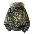 thumbnail image 4 of Camo Zip Up Hoodie Men Fleece Line Winter Warm Button Streetwear Jacket Fuzzy Side Hooded Military Combat Camouflage Coat Size-L, 4 of 8