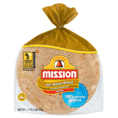 100% WHOLE WHEAT FLOUR FAJITA TORTILLAS, 100% WHOLE WHEAT