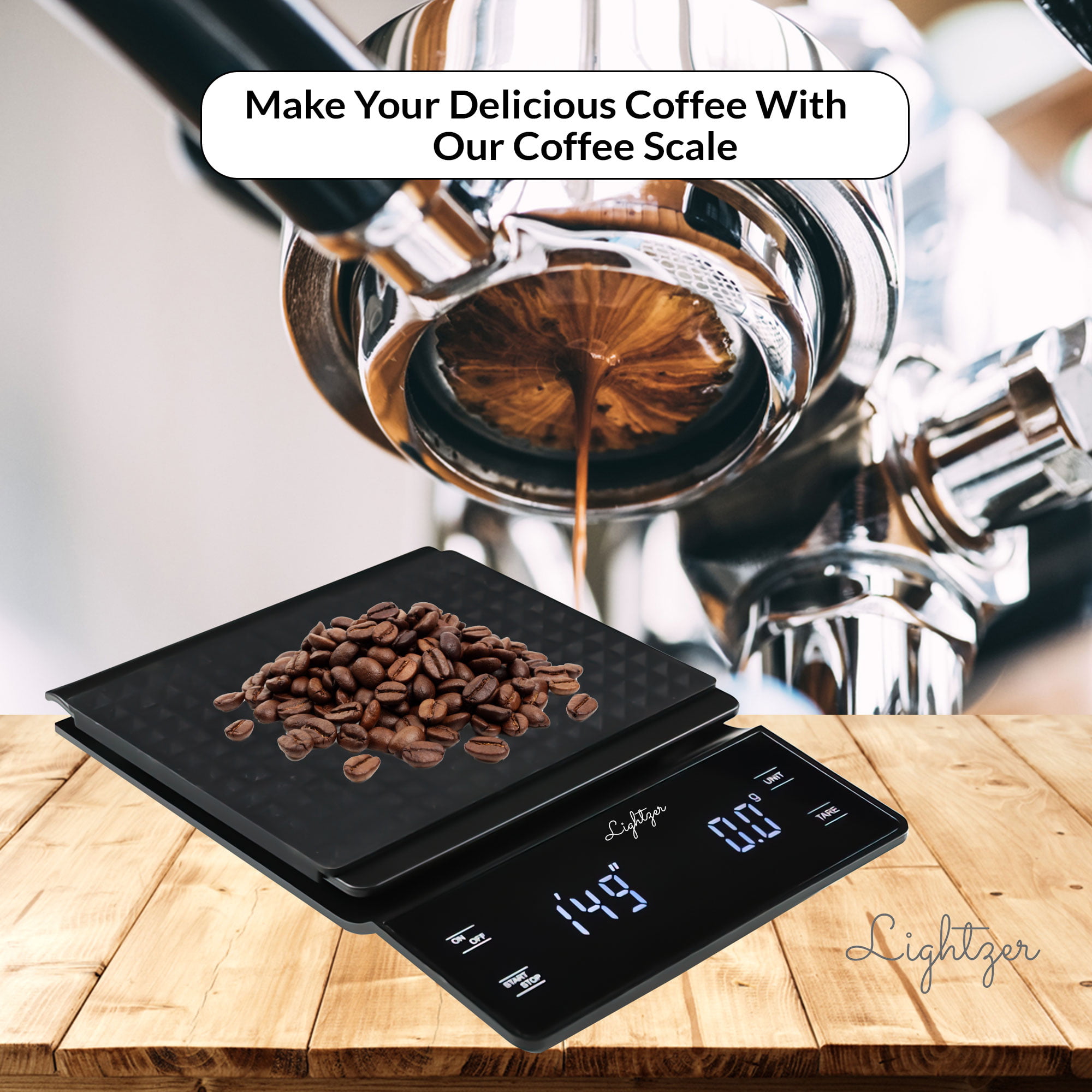 Elitra Home Round Digital Coffee Scale with Built-In Timer, Black 