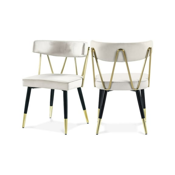 Meridian Furniture Rheingold Cream Velvet Dining Chair (Set of 2)