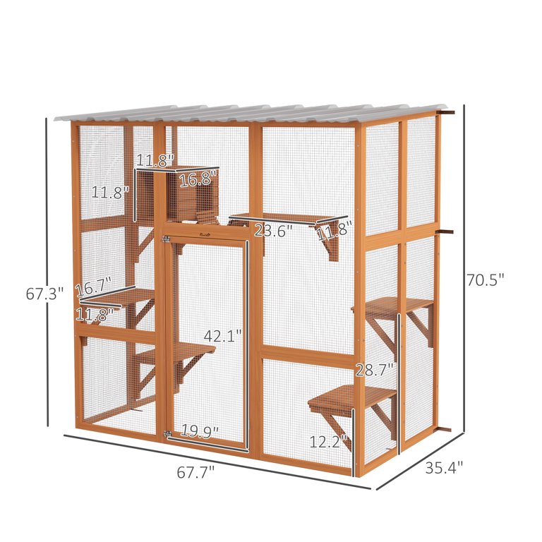Outdoor Cat Enclosure With Wheels – Large Wooden Catio With Resting Box, Weatherproof & Portable