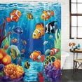 thumbnail image 3 of Ocean Coral Fish Waterproof Fabric Shower Curtain,Colorful Underwater World Seagrass Waterproof Fabric Shower Curtain for Bathroom Curtains Bathtubs Hotel Shower Curtains with 12 Hooks Stall 54x78in, 3 of 8