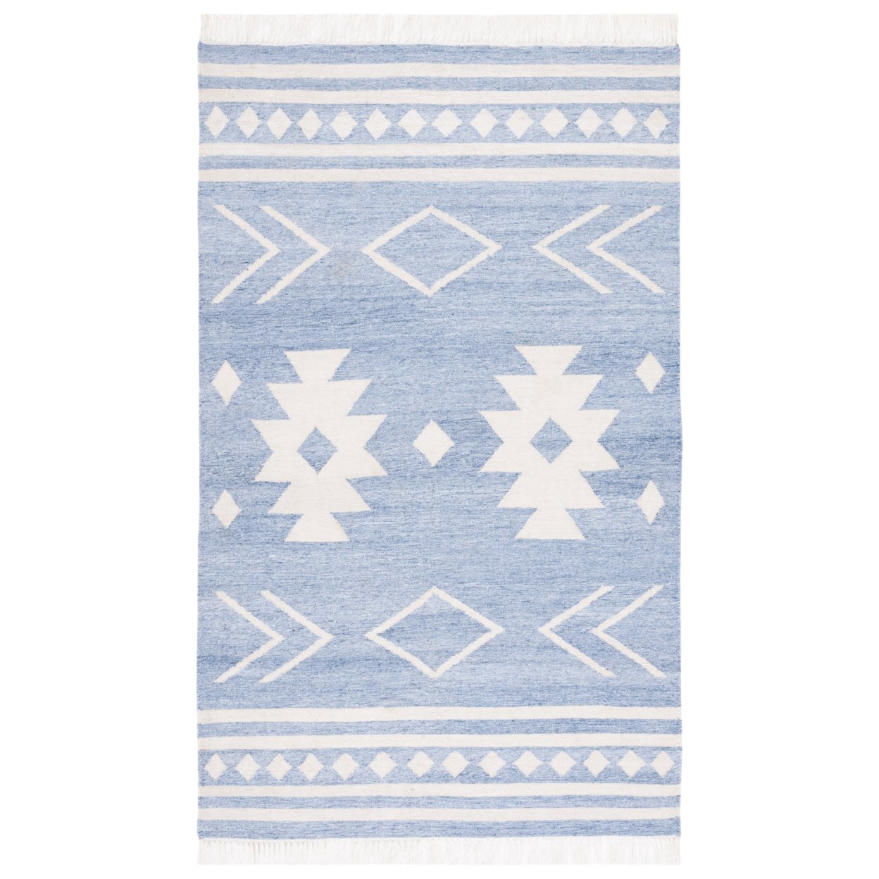 SAFAVIEH Kilim Torma Zig Zag Wool Area Rug, Beige/Black, 6' x 6' Round