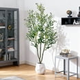 thumbnail image 2 of Yeshouse Olivo artificial alto con tronco y frutos realistas en maceta blanca irrompible, decoración realista para interiores y exteriores, hogar, oficina o jardín, 2 of 7