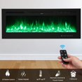thumbnail image 3 of 120V 1500W 60in Sheet Metal Glass Recessed/Wall-Mounted/Temperature-Adjustable/Timing/With Display/With Fake Firewood/With Crystal Stone/With Remote Control Colorful/9-Color Flame Fireplace Blac, 3 of 9
