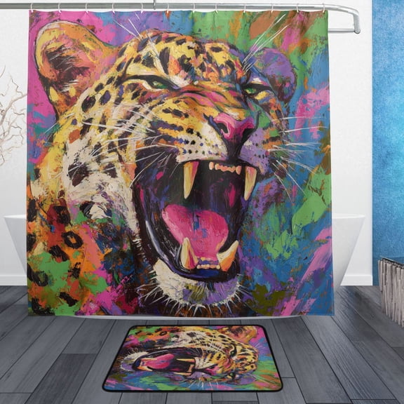 BZSMCE Shower Curtain and Bath Accessory Set,Predator Pattern