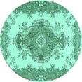 thumbnail image 1 of Ahgly Company Machine Washable Indoor Round Abstract Turquoise Blue Contemporary Area Rugs, 4' Round, 1 of 4
