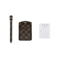 thumbnail image 4 of Daisy Rose Stylish Luggage Tag with name card and privacy protection for Suitcase and travel bag - PU Vegan leather - Brown Checkered, 4 of 5