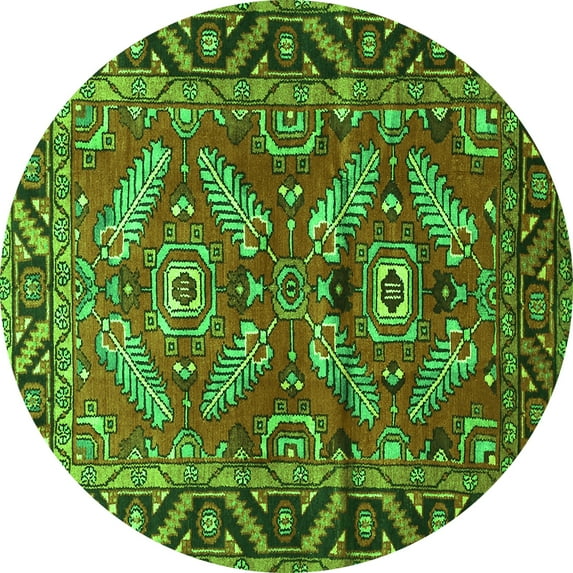 Ahgly Company Indoor Round Persian Green Traditional Area Rugs, 7' Round