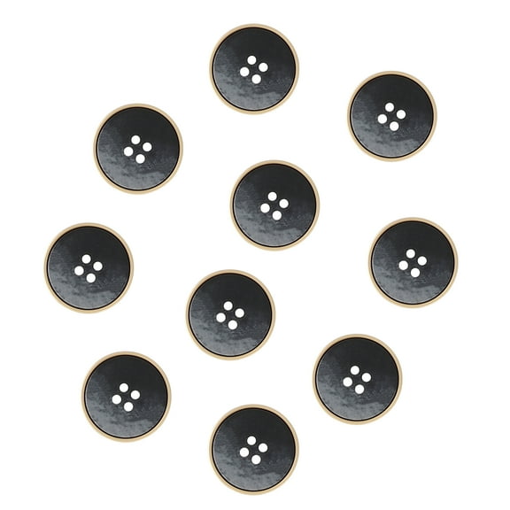Unique Bargains 10pcs 4 Holes Flat Button Buttons Resin Shank Buttons for Clothes Shirts Sweaters Decorations Black