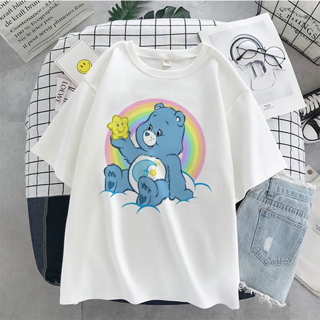 Bear Print Punk Round Neck Short Sleeve Ladies T-shirtpangjing