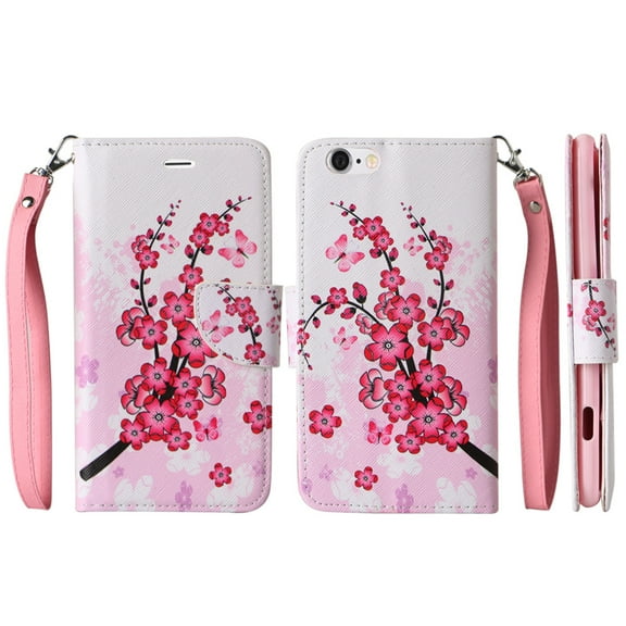 Vegan Leather Folio Phone Stand Case With Magnetic Closure For iPhone 6 or 6s