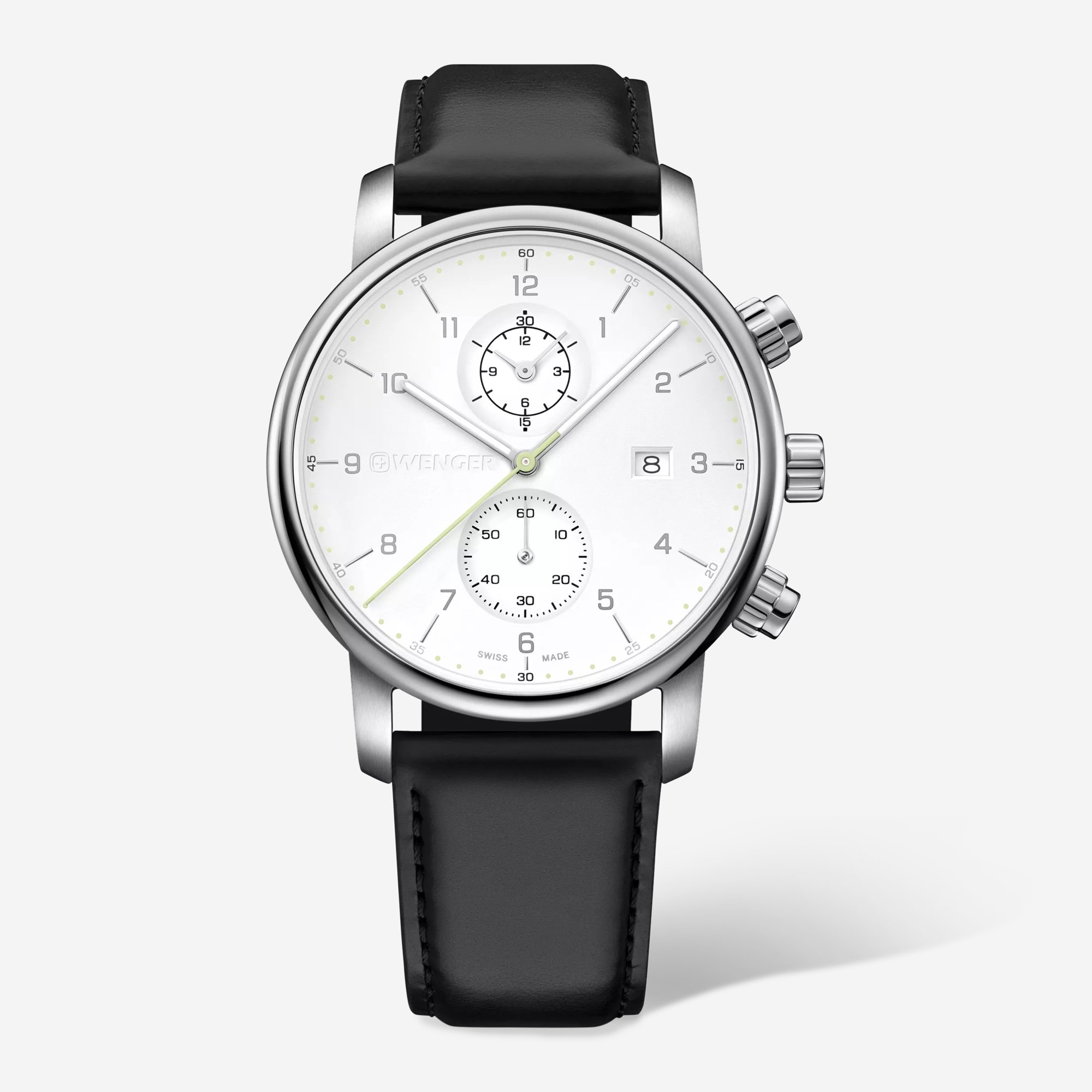 WENGER Swiss Army 01.1743.123 Urban Classic White Dial Chronograph Watch 42mm MSRP $330