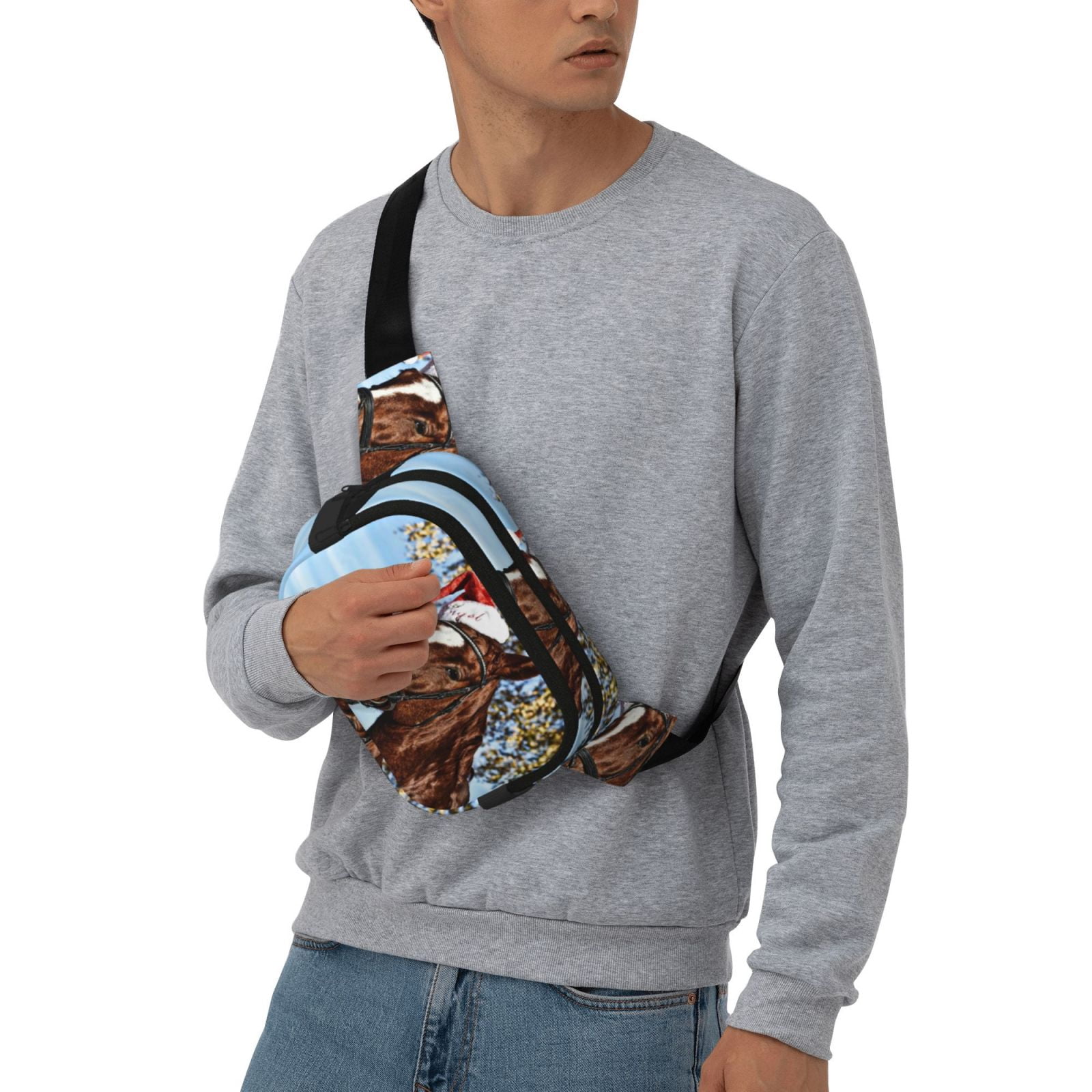 Hirioo Christmas Horse for Double Layer Waist Bag Adjustable Fanny Pack For Travel Running Hiking