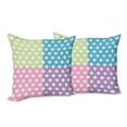 thumbnail image 6 of Ambesonne Retro Throw Pillow Cover 2 Pack, Polka Dots Patchwork, 20", Pink Blue Green, 6 of 6