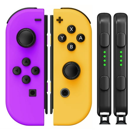 Bonadget Joy pad for Nintendo Switch Controller, Left and Right Wireless Controller Compatible with Nintendo Joycon for Joy con with Turbo/Wake-up/Screenshot/Motion Control(Neon Purple/Neon Orange)