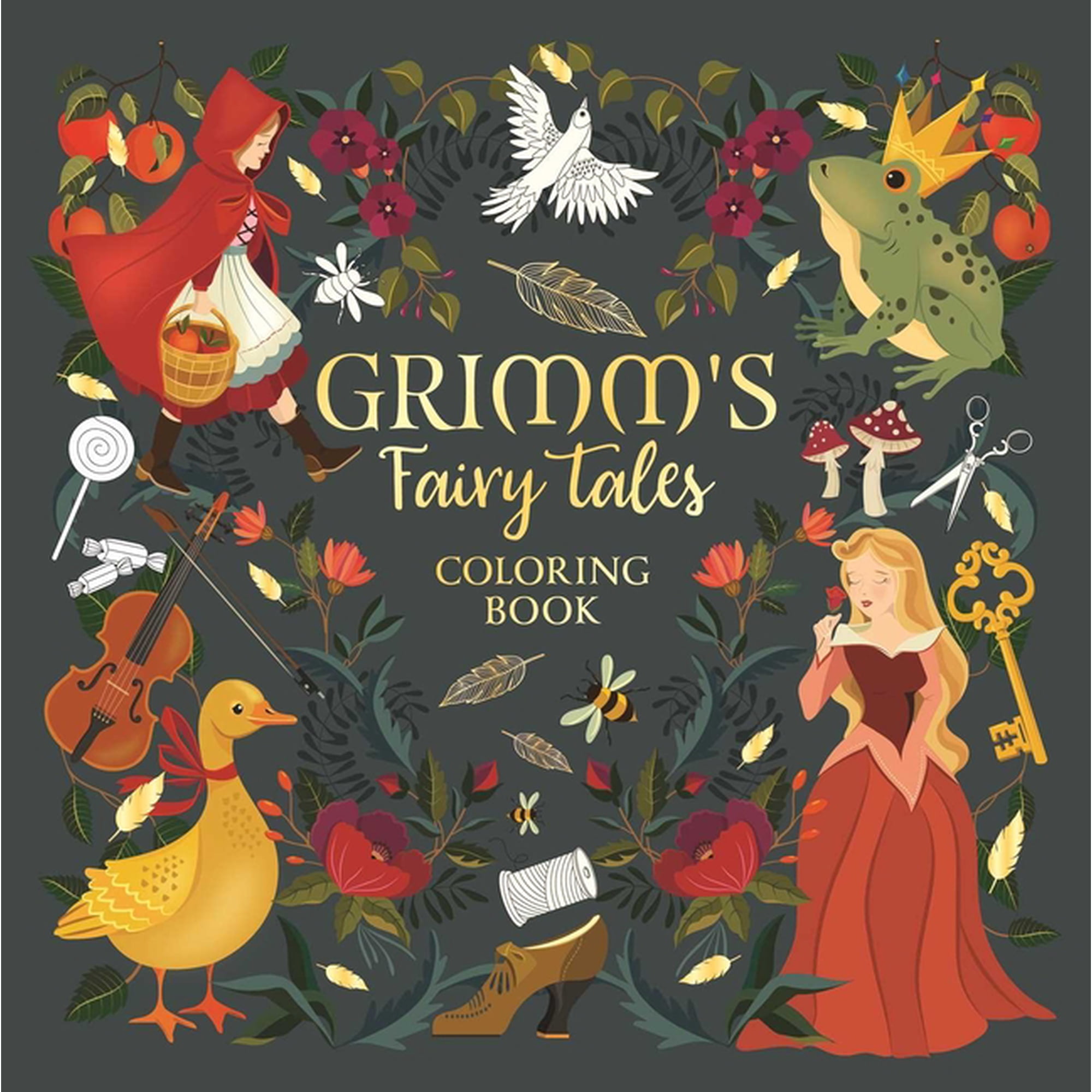 Grimm's Fairy Tales: Coloring Book for Teens & Adults, (Paperback)