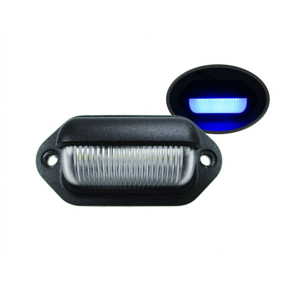 Pactrade Marine RV Blue LED License Plate Courtesy Light 2.6x1.3 Black Housing