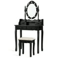 thumbnail image 1 of Ensemble de Coiffeuse Détachable Table de Maquillage Bureau de Toilette avec Miroir et Tabouret Rembourré Noir, 1 of 5