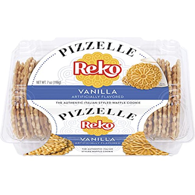 Reko Pizzelle Authentic Italian Style Waffle Cookie, Vanilla, 7 Ounce