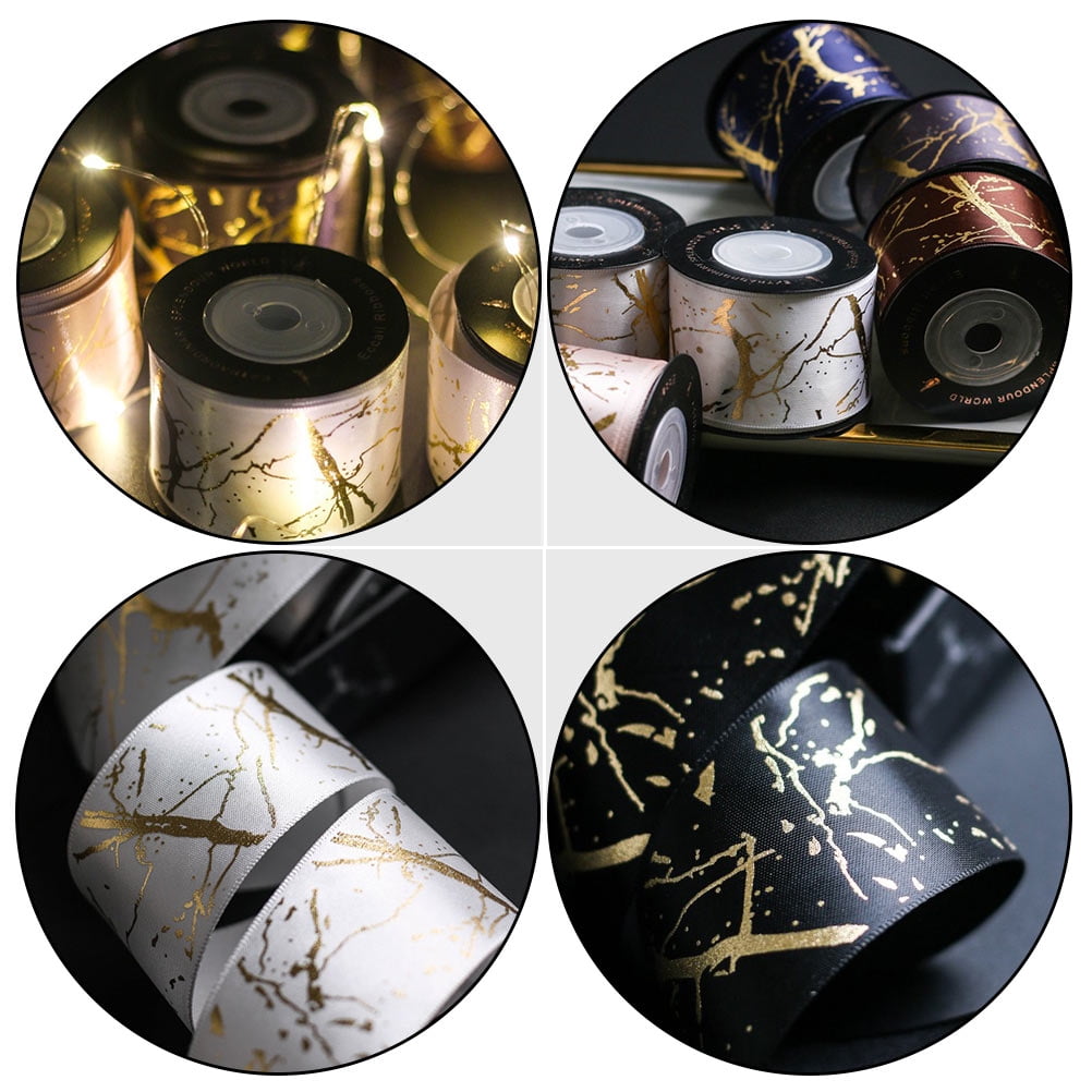 2 Rolls of Blocking Polyester Wrapping Ribbon Gift Packaging Ribbon