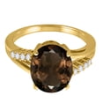 thumbnail image 5 of Mauli Jewels Rings for Women 3.3 Carat Oval Shaped Smokey Quartz and Diamond Ring 4-Prong 10K Yellow Gold, 5 of 6