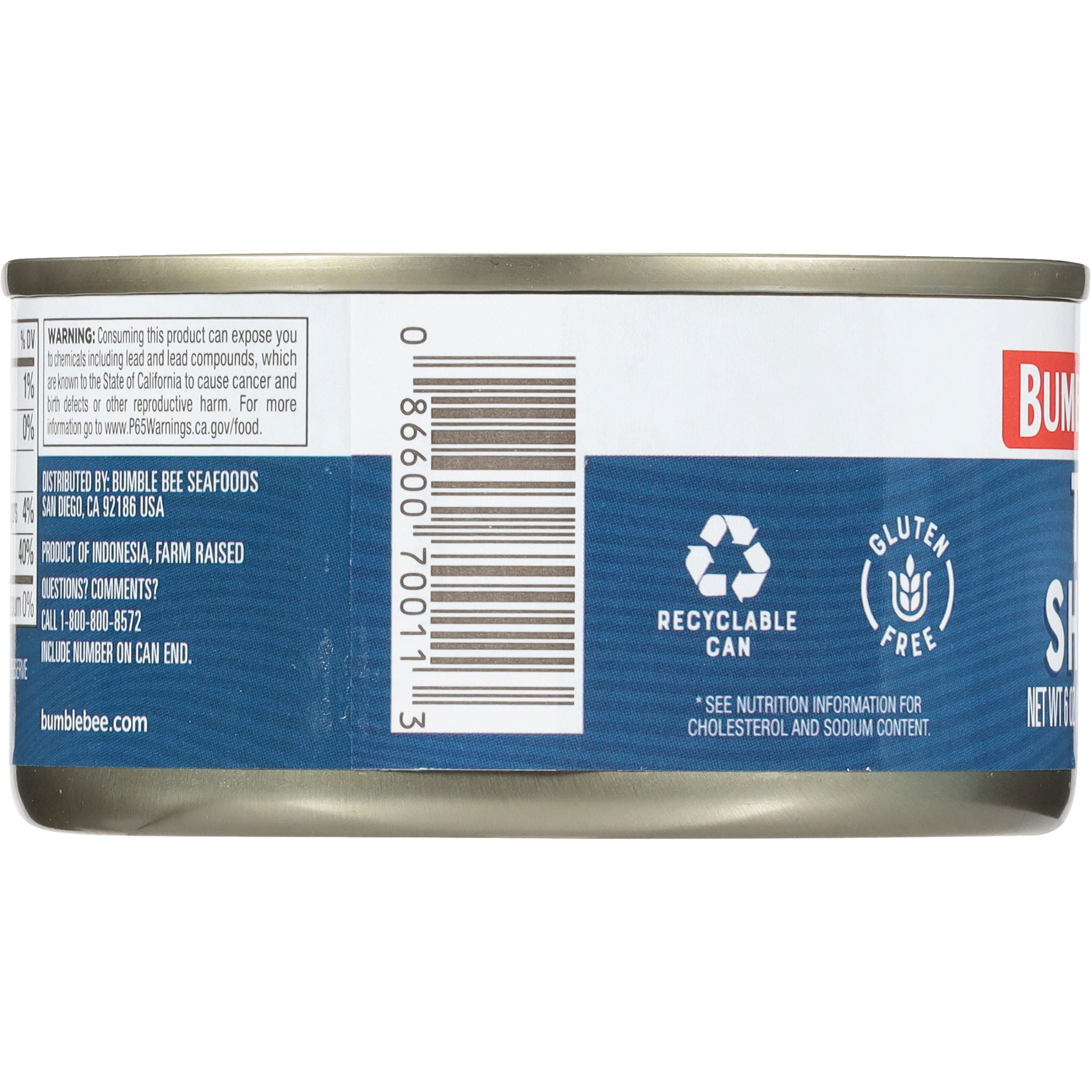 (12 pack) Bumble Bee Tiny Canned Shrimp, Gluten Free, 22g Protein Per Serving, Shelf Stable Can, 6 oz
