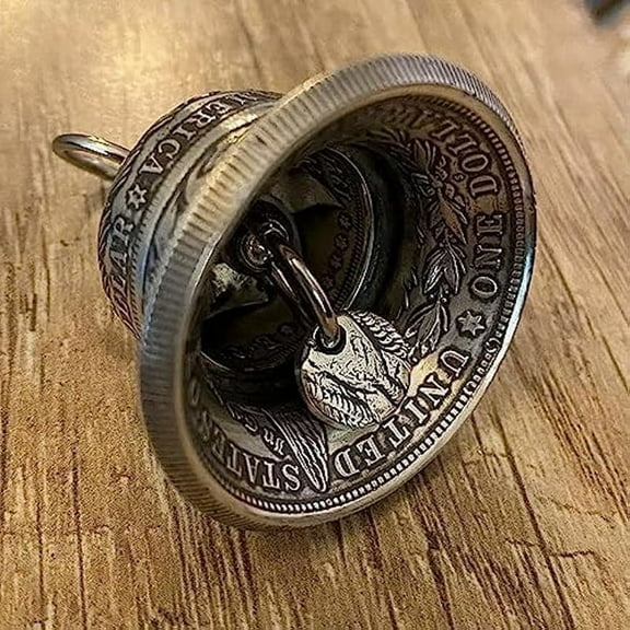 Silver Dollar Bell, Metal Hand Bell, Vintage Craft Jingle Bells, Mini Jingle Bells, Mini Hanging Bells
