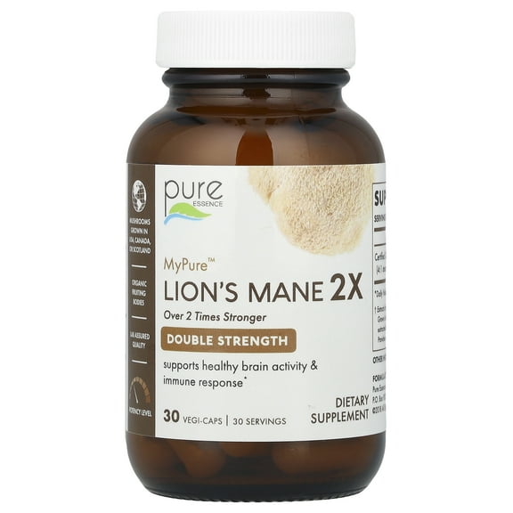 Pure Essence MyPure™, Lion's Mane 2X, 500 mg, 30 Vegi-Caps