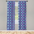 thumbnail image 5 of Ambesonne Ikat Window Curtains, Tribal Abstract Ogee Shapes, Each 28" W x 84" L, Purple Sky Blue and Pink, 5 of 5