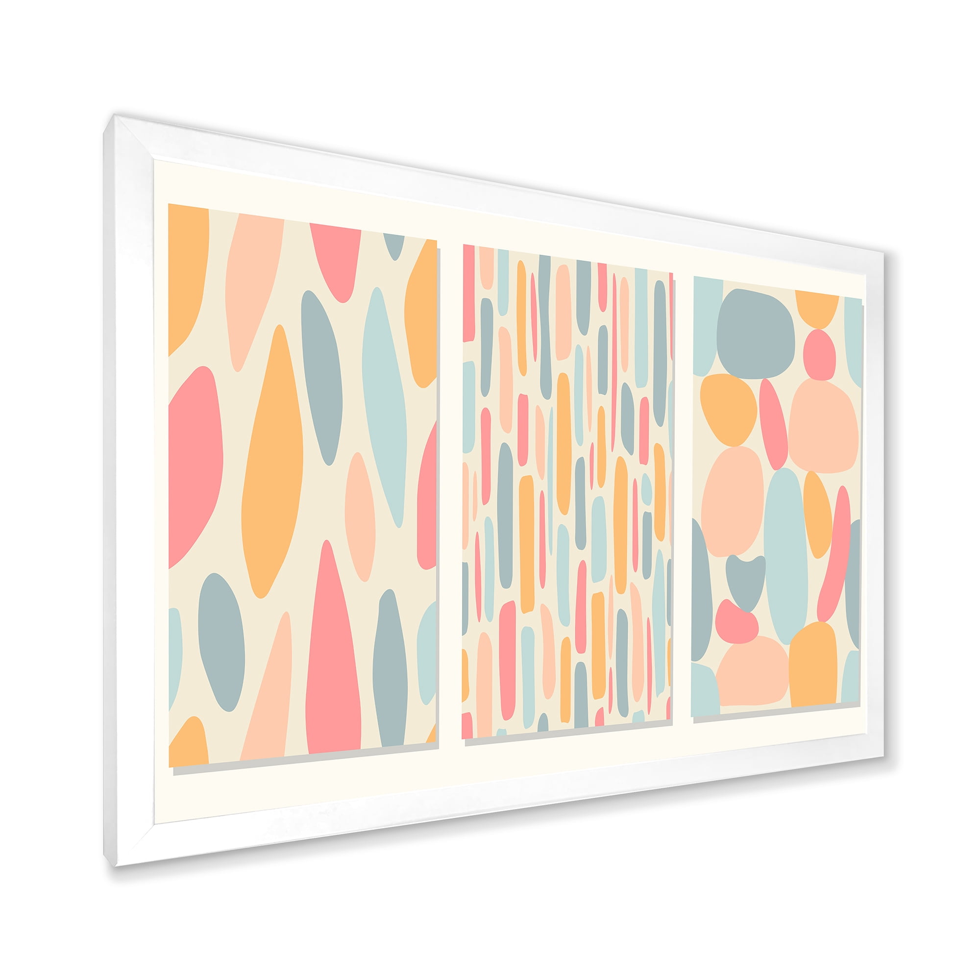 Designart 'Patchwork of Pastel Organic Shapes' Modern Framed Art Print