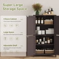 thumbnail image 3 of Bathroom Storage Floor Cabinet Organizer with Adjustable Shelf 4 Magnetic Doors 43" Wooden Pantry Cabinet Freestanding for Kitchen Living Room Small Spaces,Brown, 3 of 6