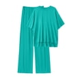 thumbnail image 2 of MINTREUS Lounge Sets for Women Knit Short Sleeve Tops and Long Pants Soft Comfy Pajamas Set Oversized 2 Piece Outfits S-2X, 2 of 8