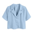 thumbnail image 2 of Womens Short Sleeve Work Office Blazer Jacket Lapel Neck Button Down Cropped Shirt Suit Blouses 2026 Trendy Blouse 2026 Spring Summer Limited-time offer, 2 of 3