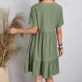 thumbnail image 4 of Women Casual Fashion Solid Color V Neck Short Sleeve Shirt Dress Swing Dress with Buttons T Shirts for Dress Women Dresses Casual Midi Shirt Dress Mature Womens Dresses Summer Mini Dress T Shirt, 4 of 6