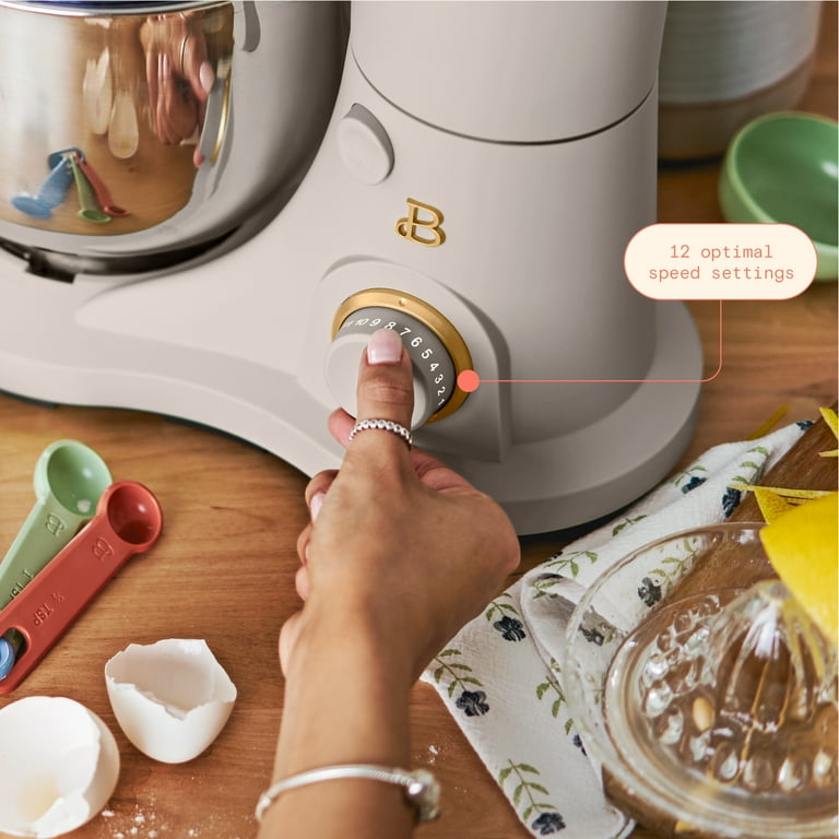 Beautiful 3.5 Qt Stand Mixer, Porcini Taupe with Flat Beater