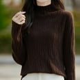 thumbnail image 4 of Juslio Women Sweaters Pullovers Turtlenecks Solid High Neck Knit Fashion Coffee, 4 of 5