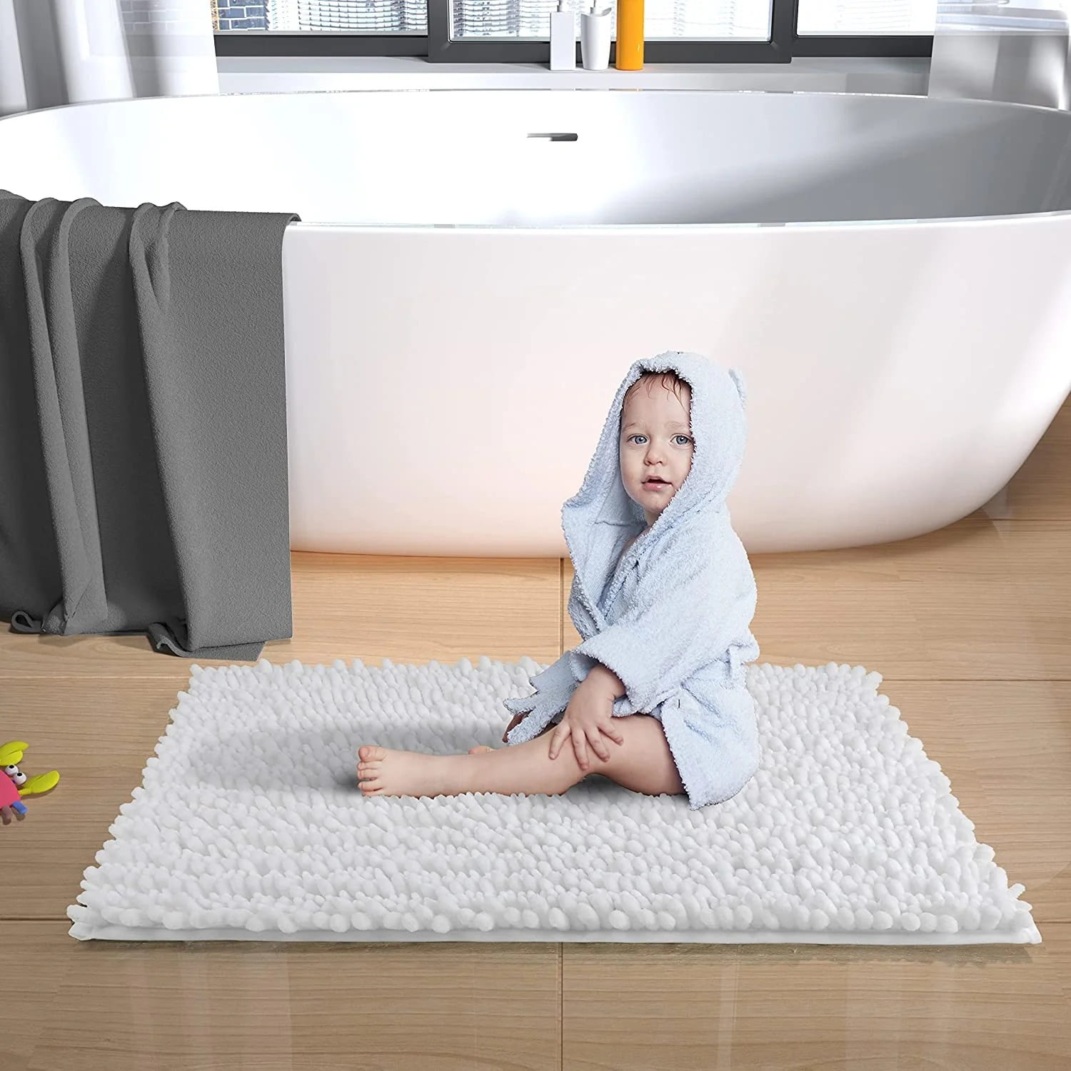 MK Gdledy Bathroom Rug Mat, Extra Soft Non Slip Absorbent Water Bath Rug, Quick Dry Machine Washable Chenille Shaggy Shower Mat, Bath Mat for Bathroom Floor