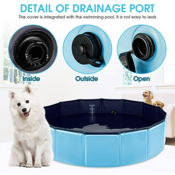 Foldable Dog Pool for Dogs Kiddie Pool Kids Pool Hard Plastic, Heavy Duty PVC Swimming Pool, Collapsible Pet Bath Tub for Small Dogs Cats and Kids Kiddy W