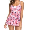 thumbnail image 2 of LMLYSoH 2Pcs Women Swimwear, Leaf/Flower Print Scoop Neck Padded Tank Tops + Swim Shorts Swimsuit, 7 Colors, 2 of 9