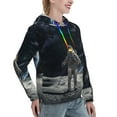 thumbnail image 6 of Picia Astronaut Standing In The Moon Pattern Casual Women's Hoodie, Hooded Sweatshirt with Kangaroo Pocket, Comfortable Pullover with Eye-catching Drawstrings-Large, 6 of 7