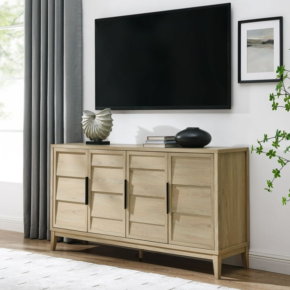 Modway Sinya 4-Door Sideboard in Light Oak
